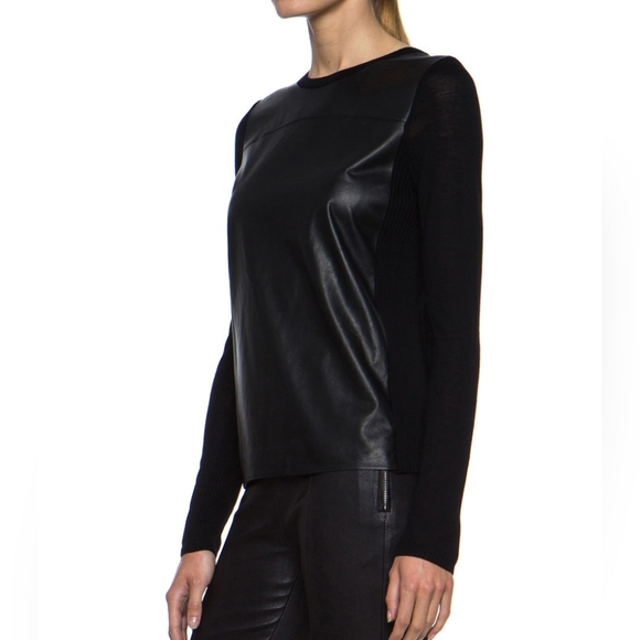 Vince Wool and Leather Sweater - Picture 2 of 14